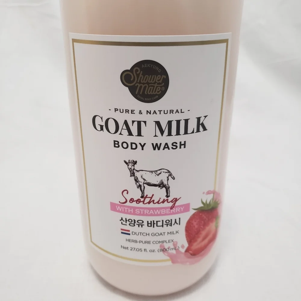 Shower Mate Korean Dutch Goat Milk with STRAWBERRY Body Wash NOURISHING 27.05 oz
